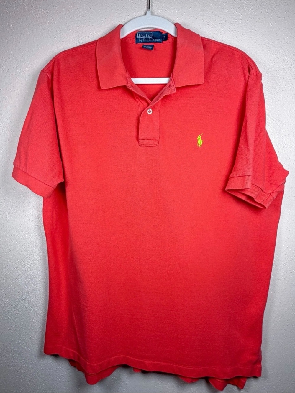 Vintage 80s Polo Ralph Lauren Polo Shirt Men's L Coral Red 100% Cotton